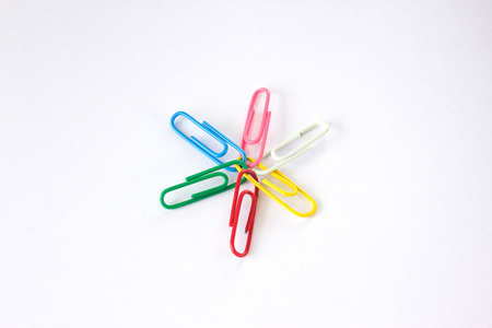 Colored paper clips Isolated on white background