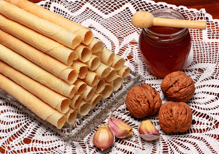 Traditional Christmas wafersの写真素材