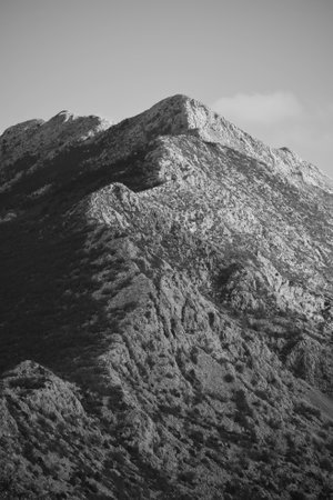 Mountains in Montenegro in black and white. Toned.の写真素材