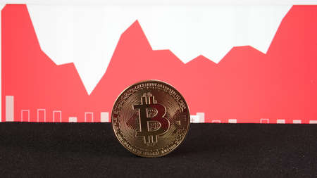 Investment success from bitcoin trading on stock background. conceptual image for investment of cryptocurrency.の写真素材