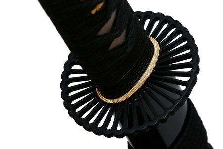 Tsuba : hand guard of Japanese sword with white backgroundの写真素材