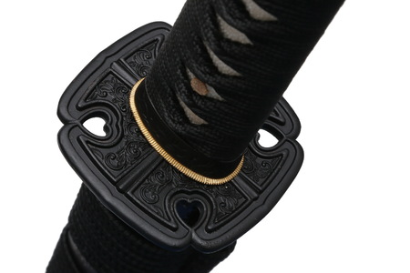 Tsuba : hand guard of Japanese sword with white backgroundの写真素材