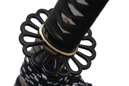Tsuba : hand guard of Japanese sword with white backgroundの写真素材