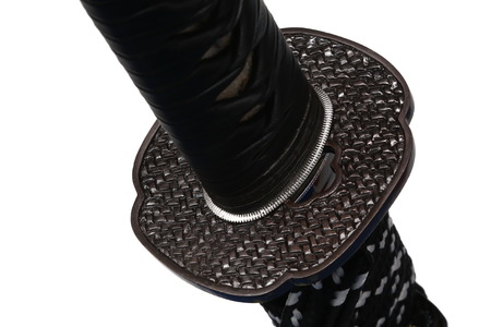 Tsuba : hand guard of Japanese sword with white backgroundの写真素材
