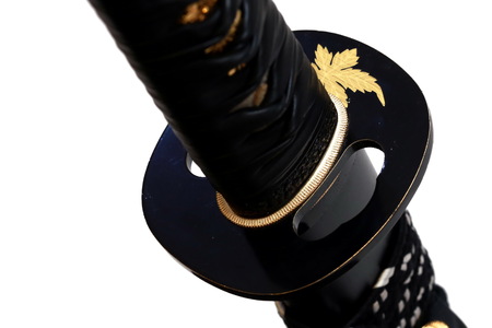 Tsuba : hand guard of Japanese sword with white backgroundの写真素材