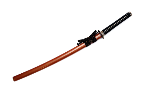 Japanese sword and scabbard with white backgroundの写真素材