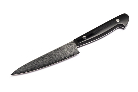 Damascus steel (Folded steel) Japanese chef knife isolated on white backgroundの写真素材