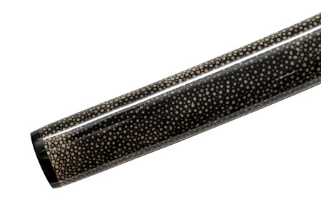 Saya : Scabbard of Japanese sword  on with ray skin wrapped white background.の写真素材