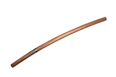 Japanese sword with wooden scabbard on white background.の写真素材