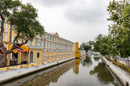 Bangkok,Thailand - April 16, 2023: The Khlong Rop Krung is a historical canal in Bangkok. Known for...