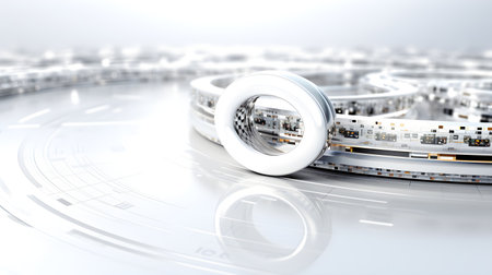 Abstract illustration of global endless computer technology business concept. Vector style suitable for presentations To attract the attention of the audience and create a modern image of business.の素材