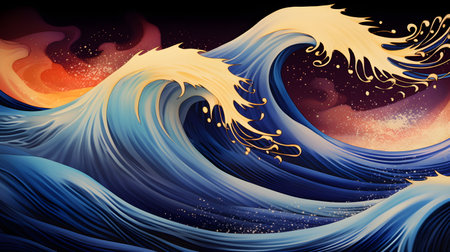 Abstract images of waves, rainbows, and stars can mean many things, such as change, possibility, mystery Together, change and possibility. The world is constantly changing the potential to get betterの素材