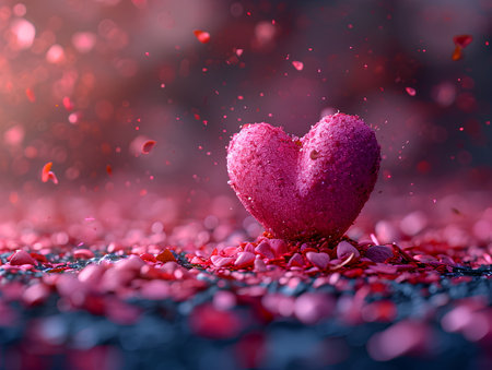 Images for making backgrounds for greeting cards or presentations about fragile love. The illustration filled with little hearts. Spread the whole picture The overall color tone of the image is pink.の素材