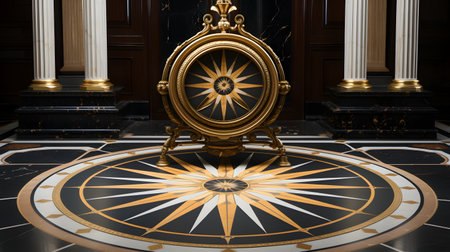 Illustration of luxury marble floor picture. The colors gold and light yellow mixed with black are perfect and convey the importance of art in various aspects, aesthetics, creating depth and privacy.の素材