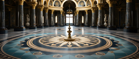 Illustration of luxury marble floor picture. The colors gold and light yellow mixed with black are perfect and convey the importance of art in various aspects, aesthetics, creating depth and privacy.の素材