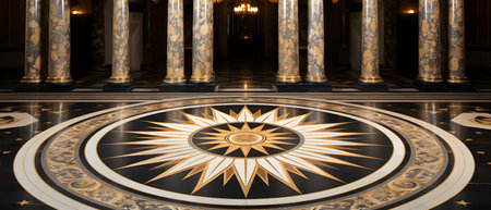 Illustration of luxury marble floor picture. The colors gold and light yellow mixed with black are perfect and convey the importance of art in various aspects, aesthetics, creating depth and privacy.の素材
