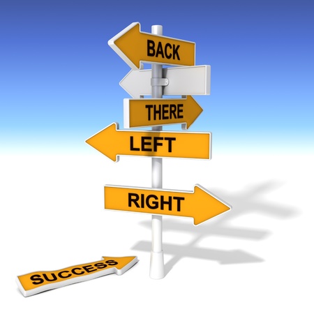 3d concept signpost with directionsの写真素材