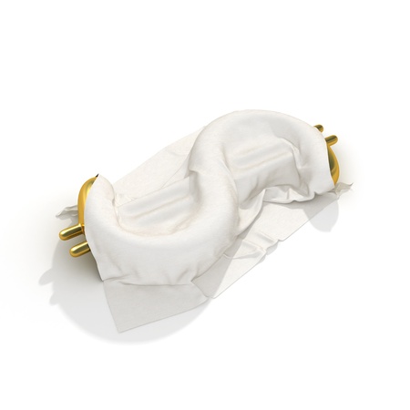 3D concept dead dollar sign covered with clothの写真素材