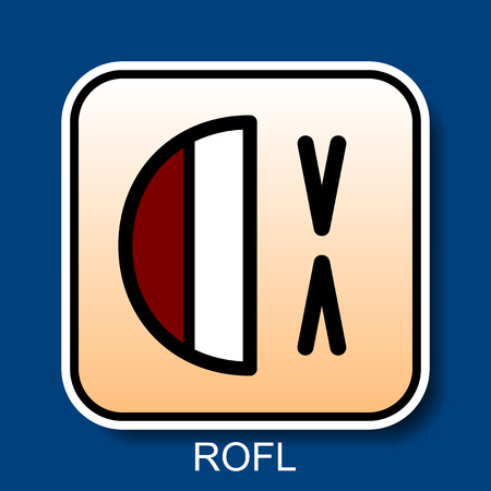 Vector Square Emoticon Rolling On Floor Laughing with rounded cornersのイラスト素材