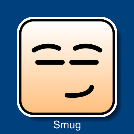 Vector Square Emoticon Smug with rounded cornersのイラスト素材