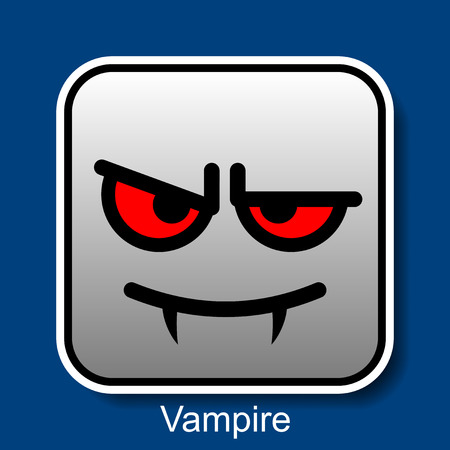 Vector Square Emoticon Vampire with rounded cornersのイラスト素材