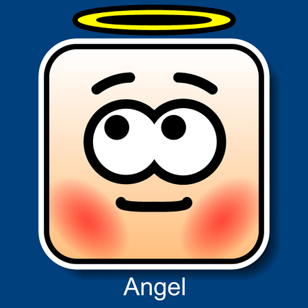 Vector Square Emoticon Angel with rounded cornersのイラスト素材