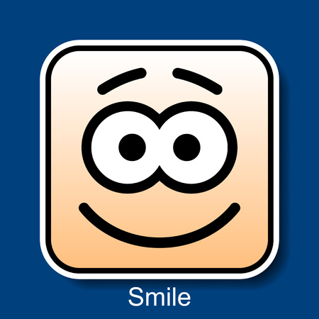 Vector Square Emoticon Smile with rounded cornersのイラスト素材