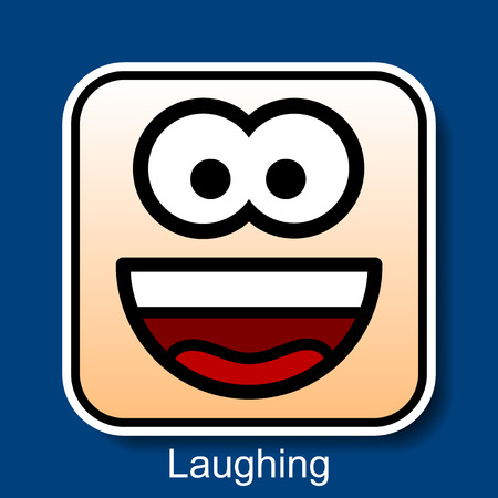 Vector Square Emoticon Laughing with rounded cornersのイラスト素材