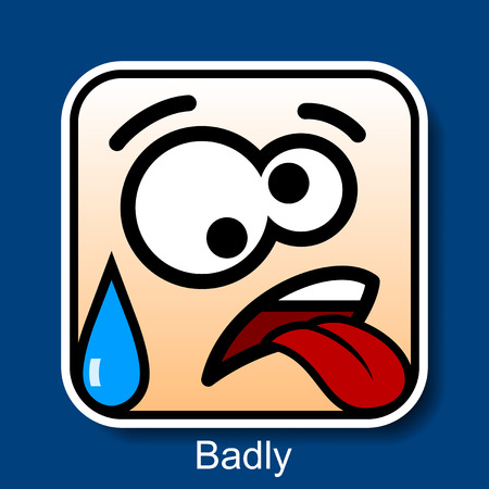 Vector Square Emoticon Badly with rounded cornersのイラスト素材