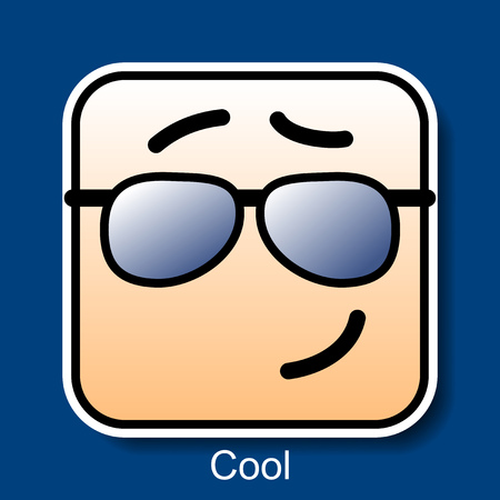 Vector Square Emoticon Cool with rounded cornersのイラスト素材