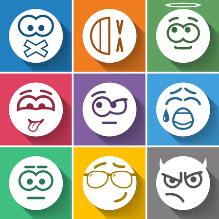 Set Circle Smiles on Color Backgroundのイラスト素材