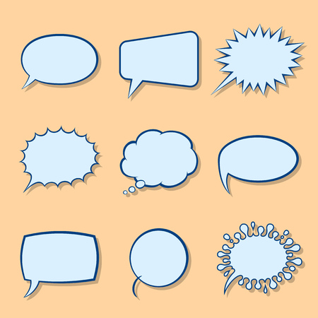 Set Cartoon Empty Speech Bubbles with Shadowsのイラスト素材