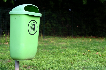 Rubbish container in the park, used for recyclingの写真素材