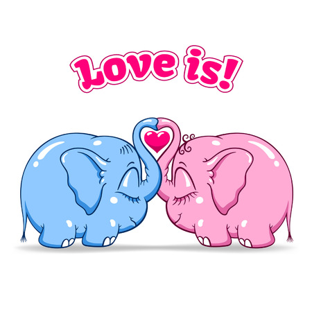 two lovers elephants on the cloud soar to the heights vector formatのイラスト素材