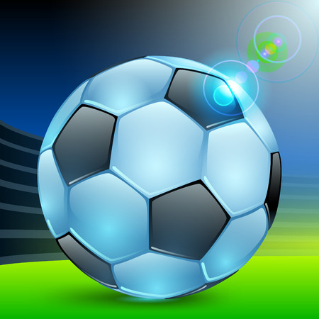 shiny blue football with black polyhedra in the sports arenaのイラスト素材