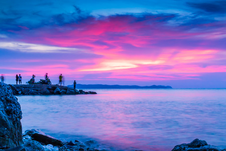 Sunset long exposure at Koh Larnの写真素材
