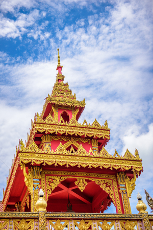 Thai temple of WAT PHRATHAT RUENG RONG TEMPLE in Sisaket, Thailandの写真素材