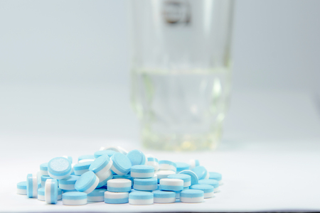 Medicine. Medicine color Blue-white. Blue-white tablets.の写真素材