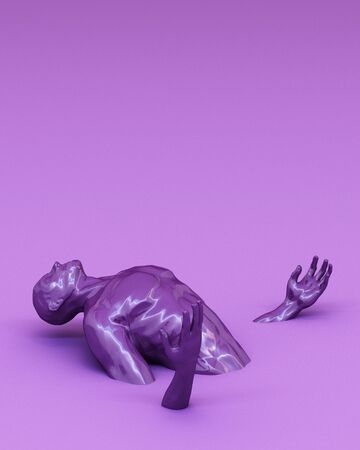 Abstract concept colorful of men are stuck on the floor. 3d renderingの写真素材