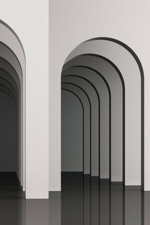 3d rendering arc rhythm in grey tone color.の写真素材