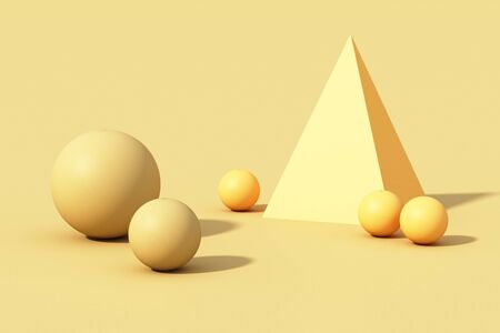 Yellow sphere ball on Yellow background. 3d renderの写真素材