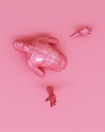 Abstract concept colorful of men are stuck on the floor. 3d renderingの写真素材