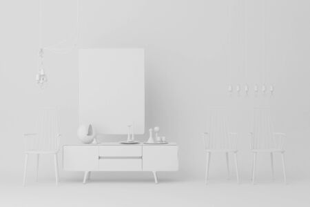 White console with chairs decorations.3d renderingの写真素材