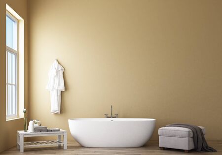 Bathroom design modern and Loft with yellow wall. 3d renderingの写真素材
