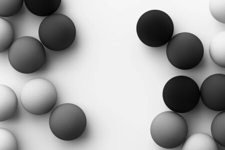 Set of colorful grey realistic spheres with fabric texture on white background. 3d renderingの写真素材