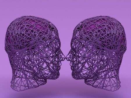 Abstract concept colorful of men and his brain. 3d renderingの写真素材