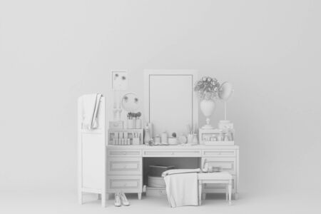 White table decorations.3d renderingの写真素材