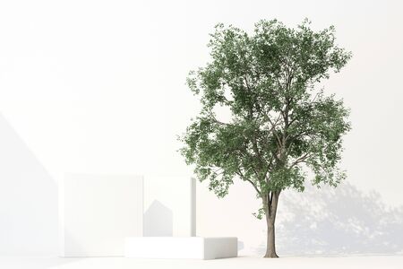 3D render of tropical plants isolated on white background.