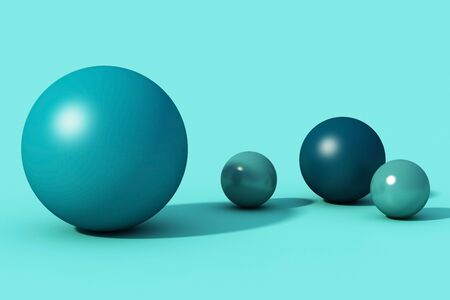 Blue sphere ball on blue background. 3d renderの写真素材