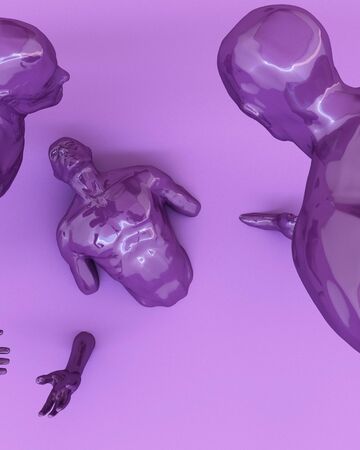 Abstract concept colorful of men are stuck on the floor. 3d renderingの写真素材
